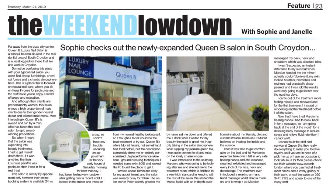 Queen B Featured In The Croydon Guardian For Our Beauty Space